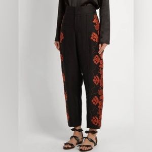 Chloé High-waisted Linen Floral -embroidered Trousers - 6 - NWTags